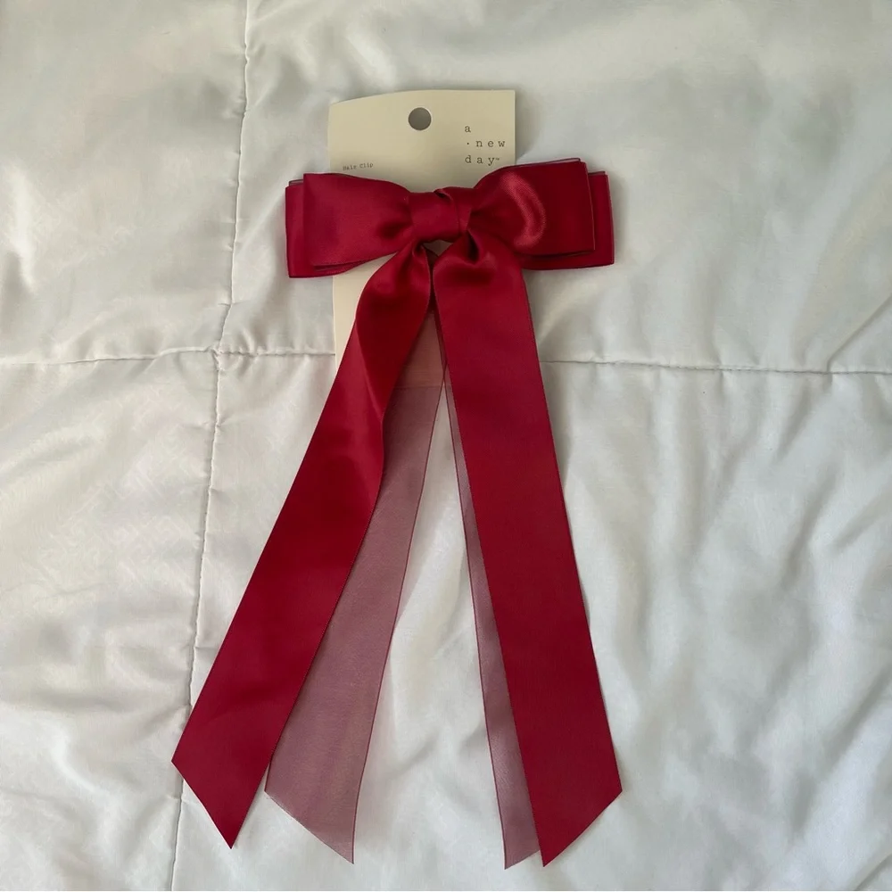A New Day Red and Black Bow Hair Clips